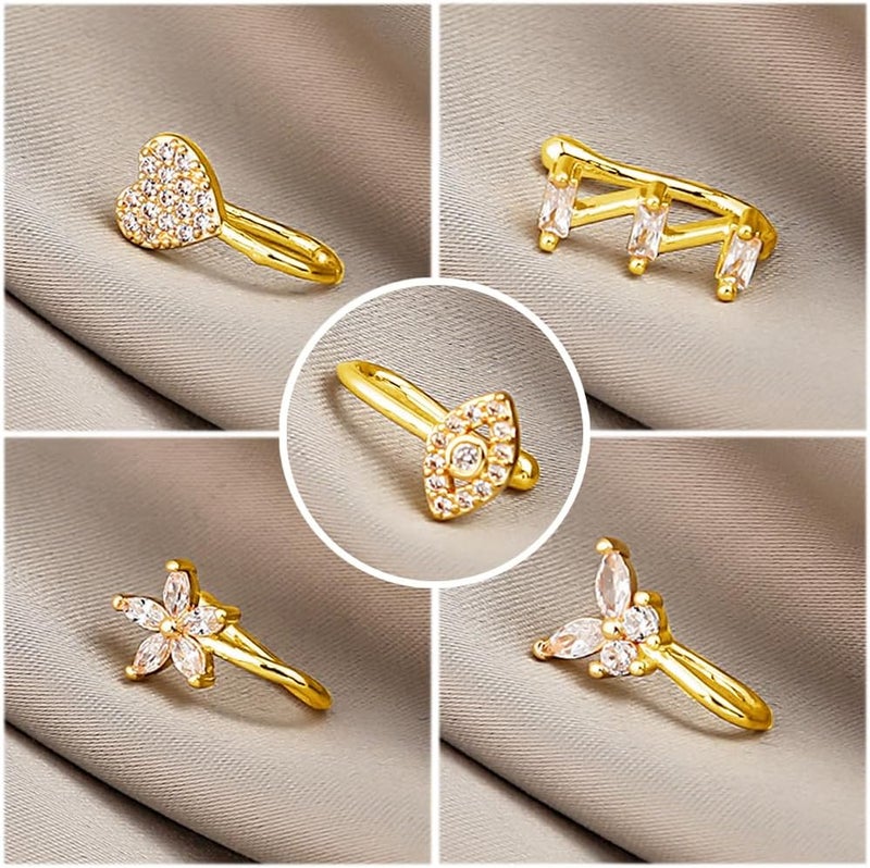 VitaCool Store Fake Nose Ring Hoop Fake Nose Stud Magnetic Septum Nose Ring Stud Stainless Steel CZ Fake Nose Piercing Stud Faux Nose Ear Lip Cuffs Non Pierced Jewelry for Women Men - Image 2